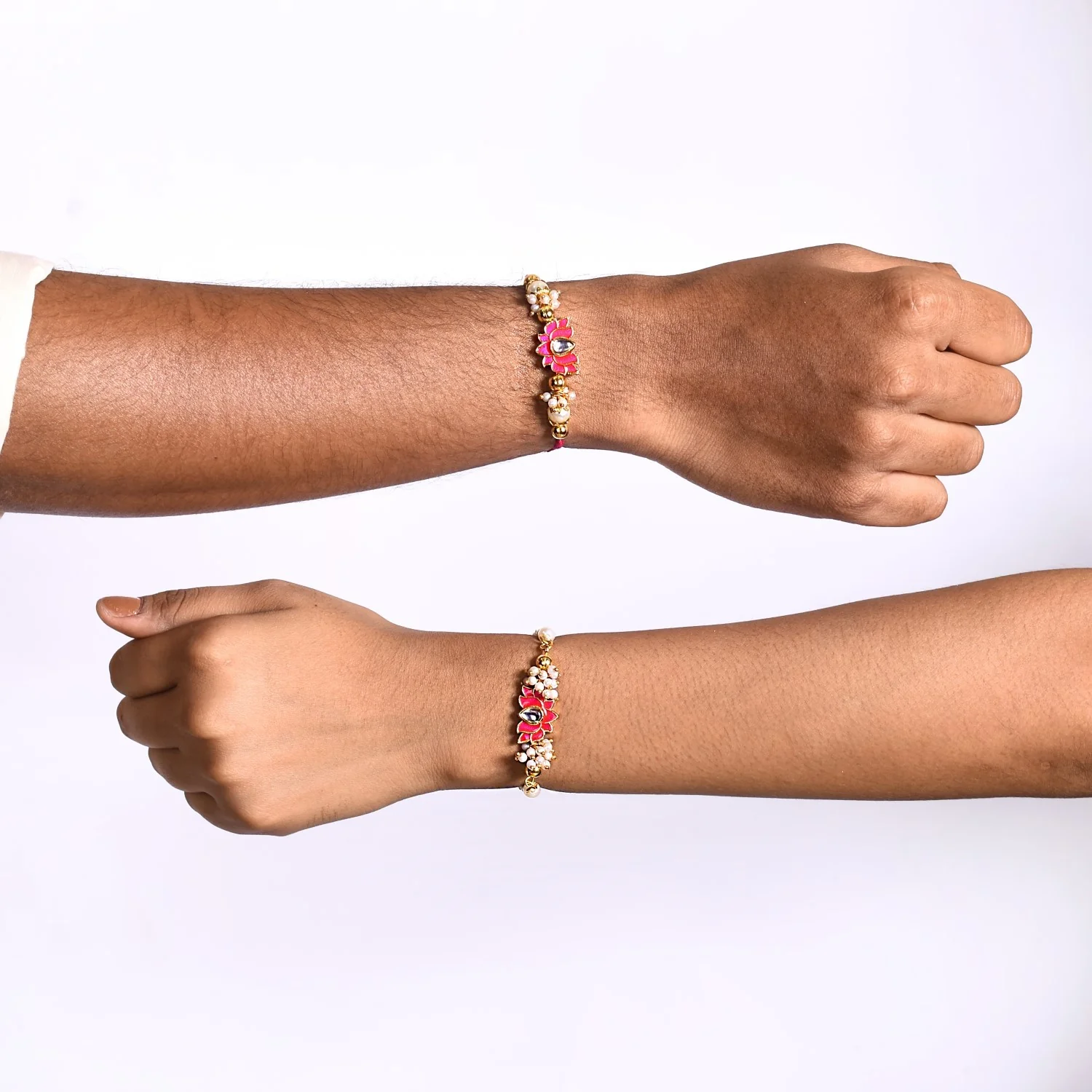 Kundan Lotus Rakhi Hamper For Couple - Image 4
