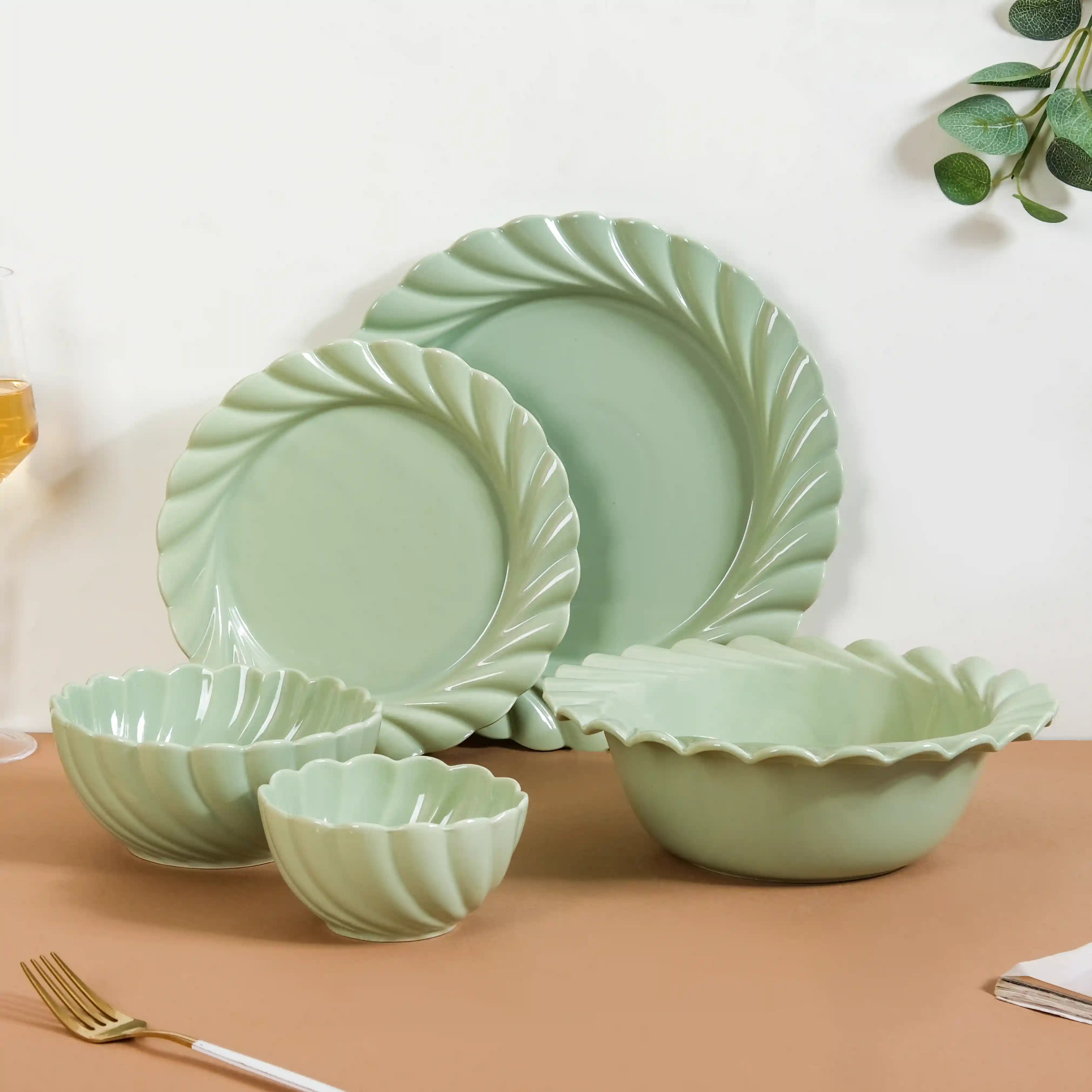 Lao Luxury 22 Piece Dinner Set For 6 Mint Green - Image 3