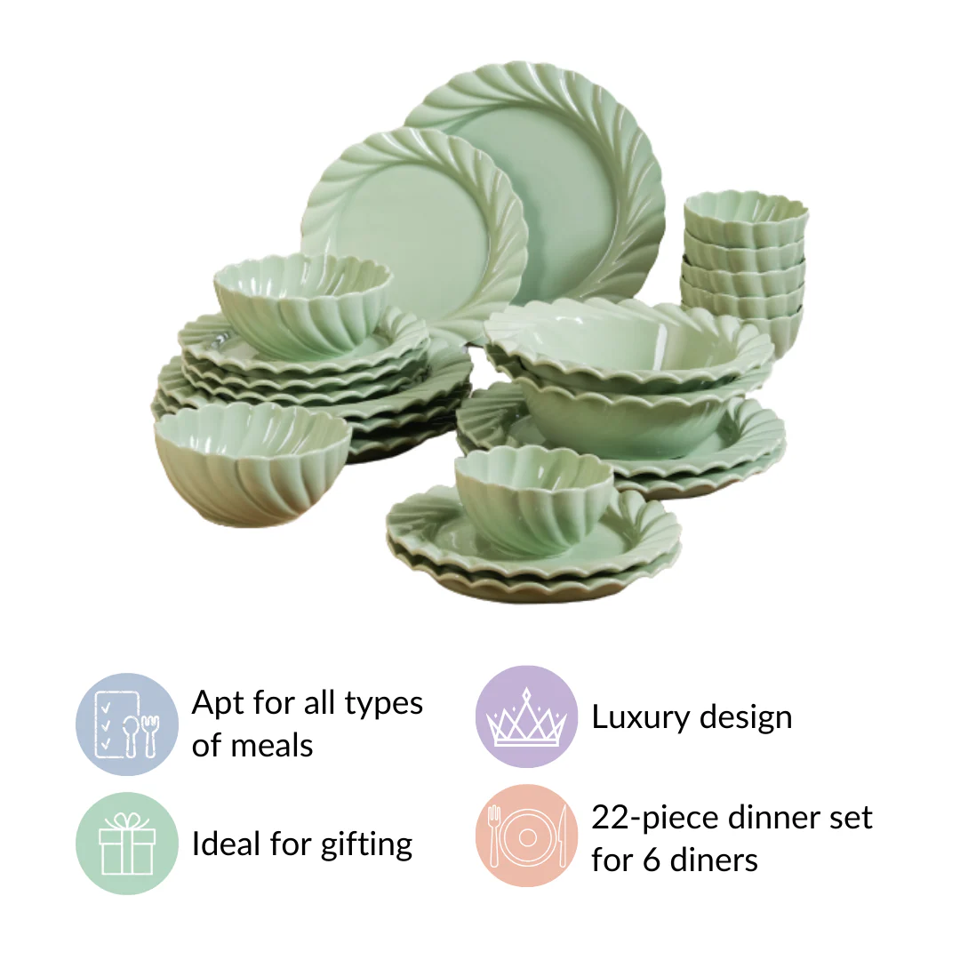 Lao Luxury 22 Piece Dinner Set For 6 Mint Green - Image 7