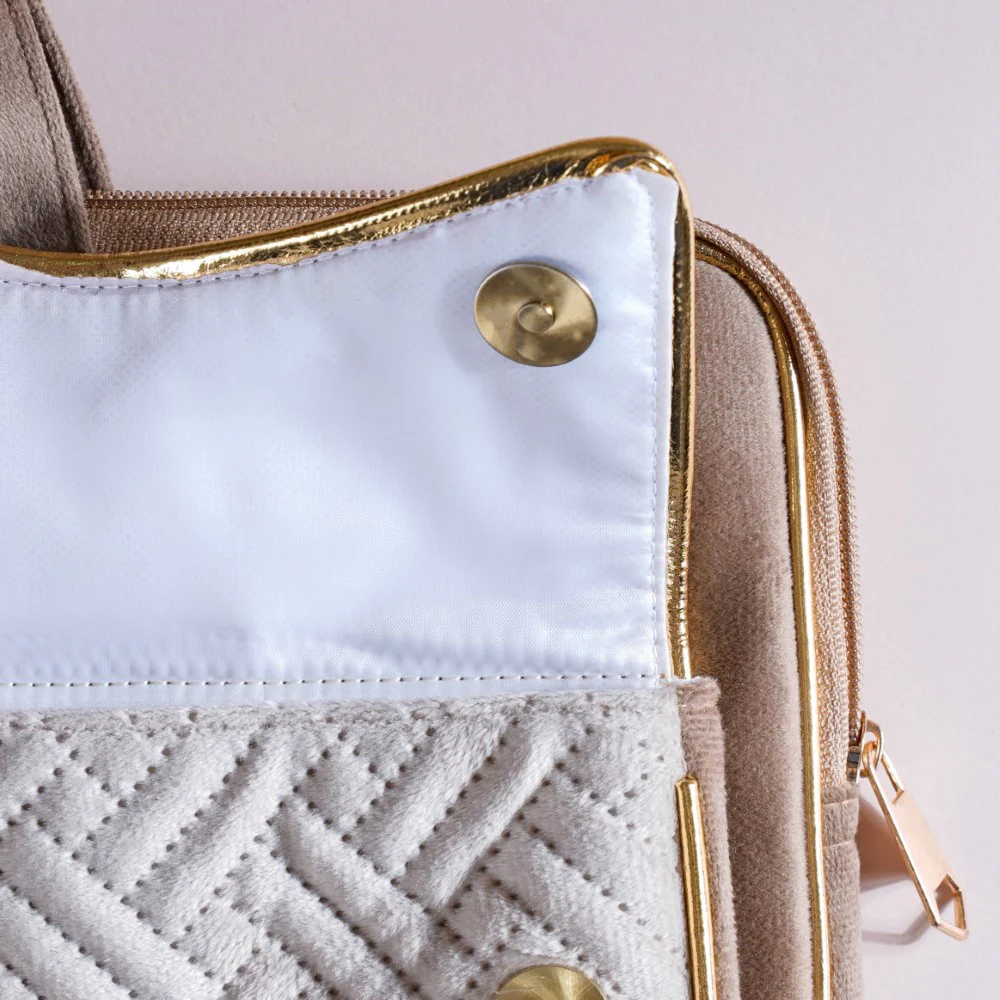 Laptop Bag Luxe Velvet Sleek Beige 14 x 10.5 Inch - Image 15