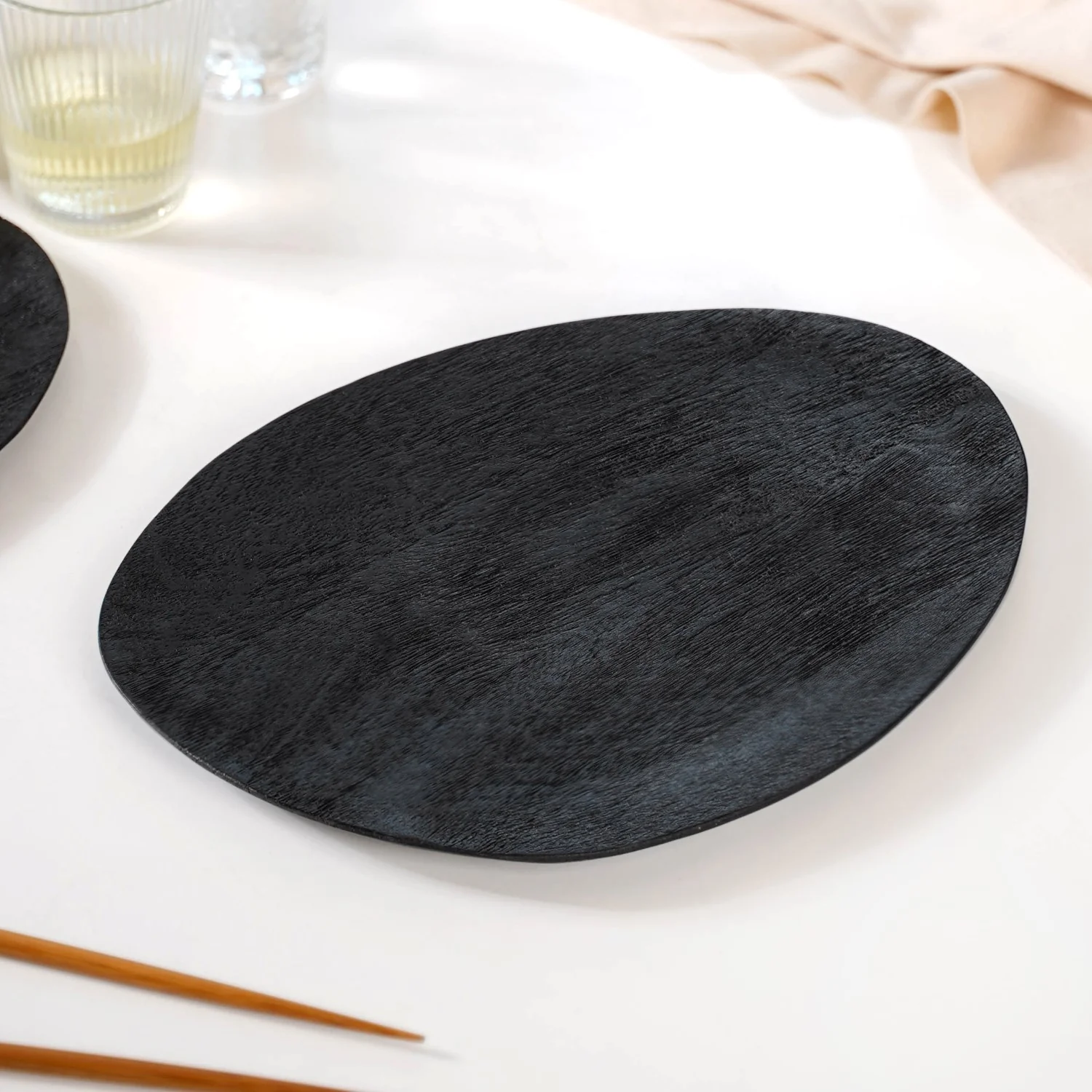 Large Natural Mango Wood Platter Black - Image 5