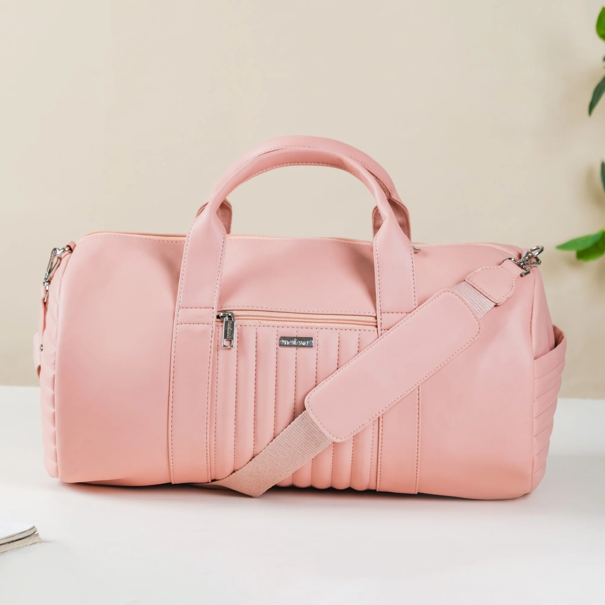Large Travel Duffel Bag Pink 17x9 Inch - Image 13