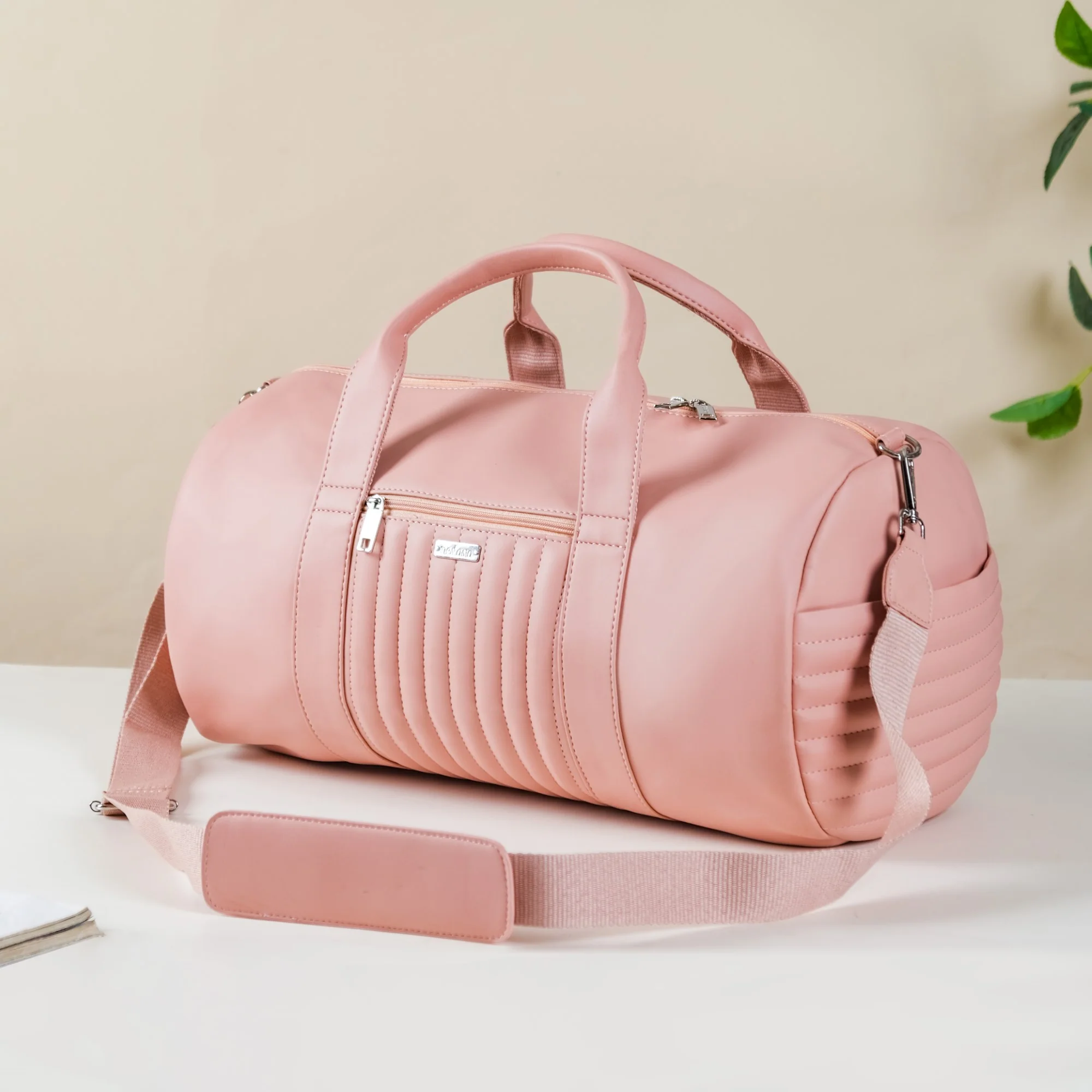 Large Travel Duffel Bag Pink 17x9 Inch - Image 14