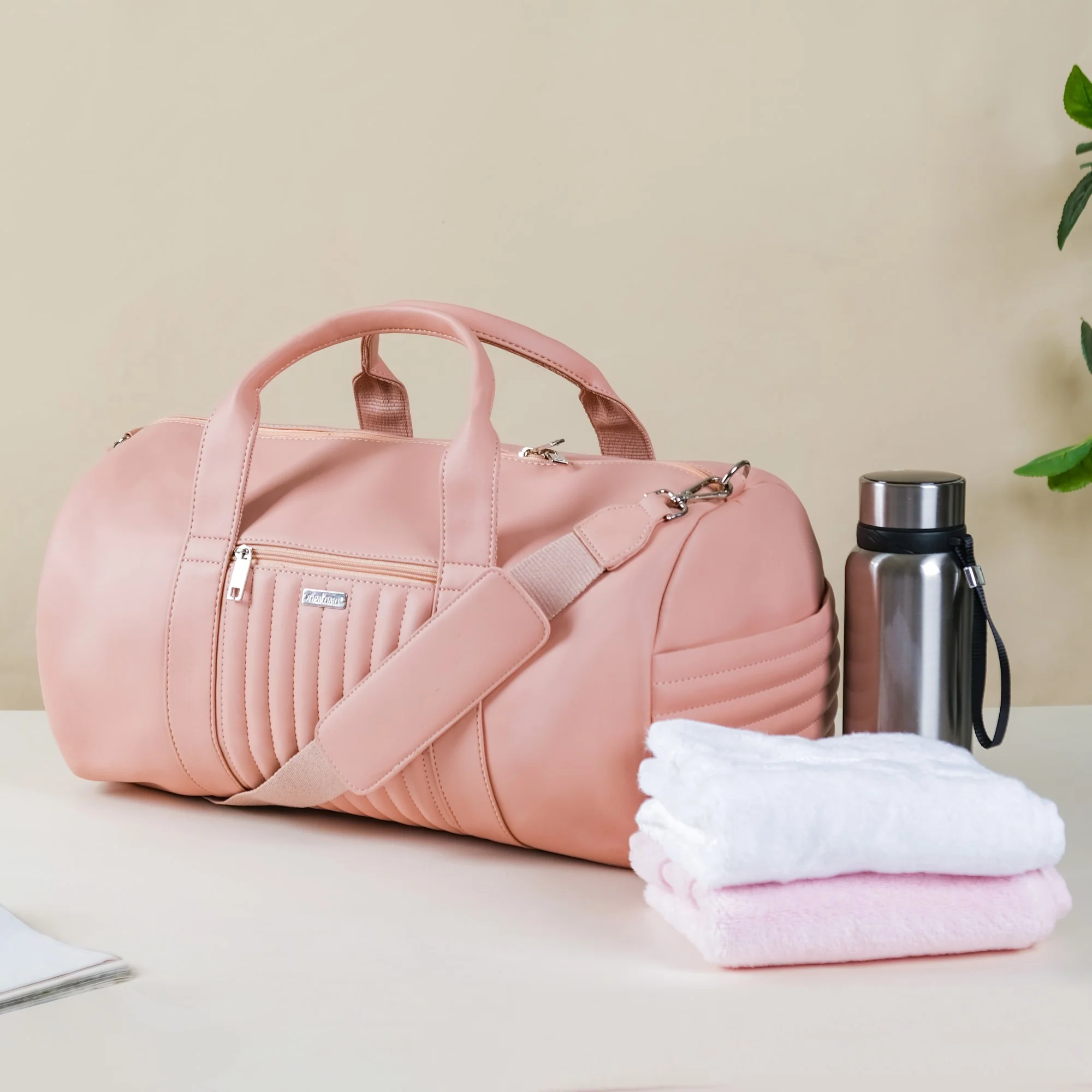 Large Travel Duffel Bag Pink 17x9 Inch - Image 2