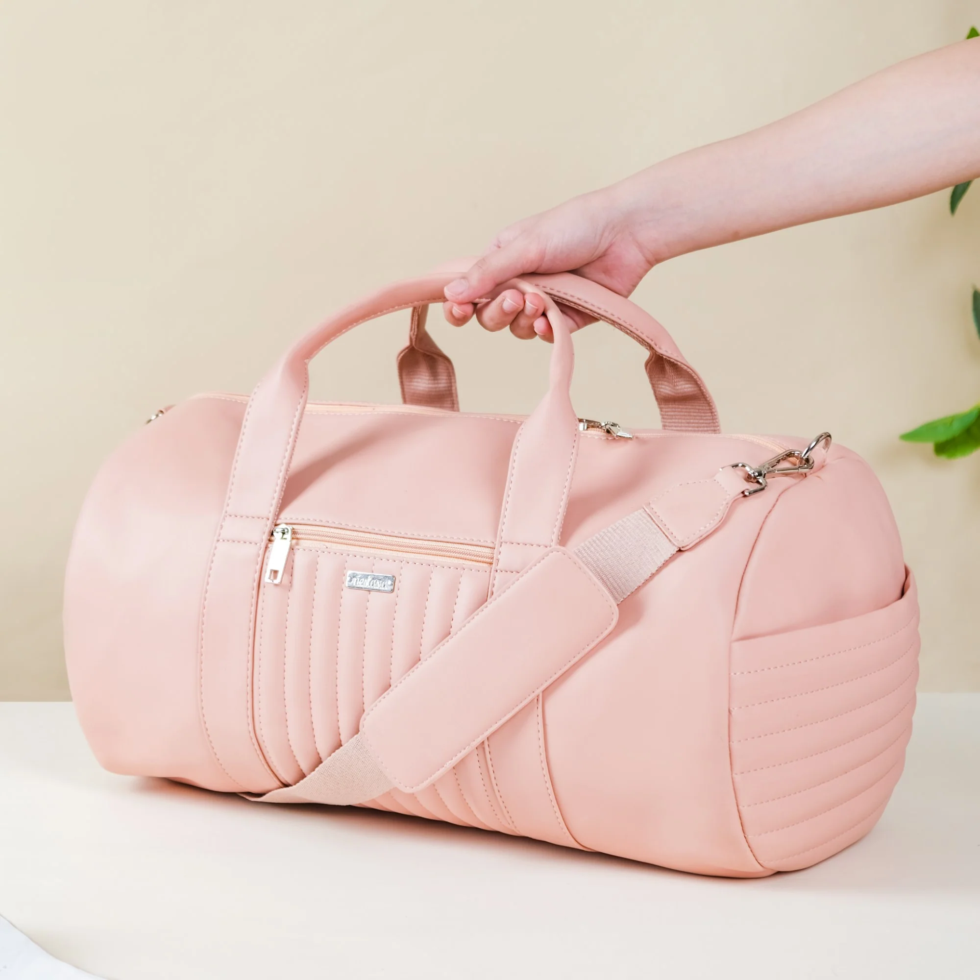 Large Travel Duffel Bag Pink 17x9 Inch - Image 3