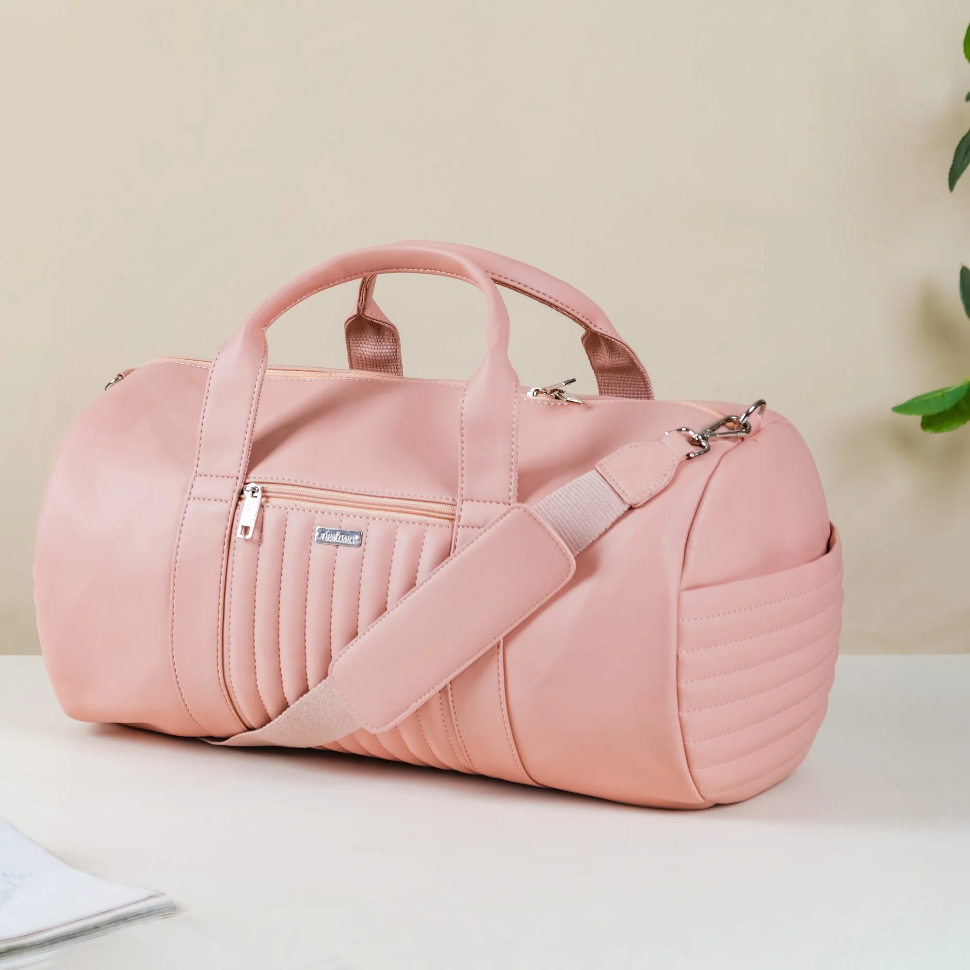 Large Travel Duffel Bag Pink 17x9 Inch - Image 6