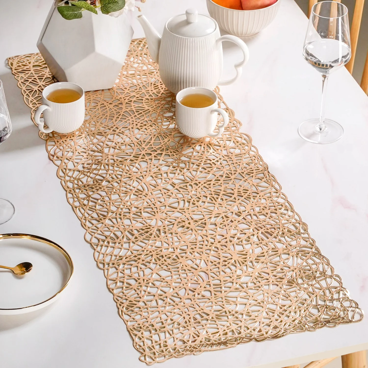 Laser Cut Style Table Runner Gold 90x35cm - Image 7