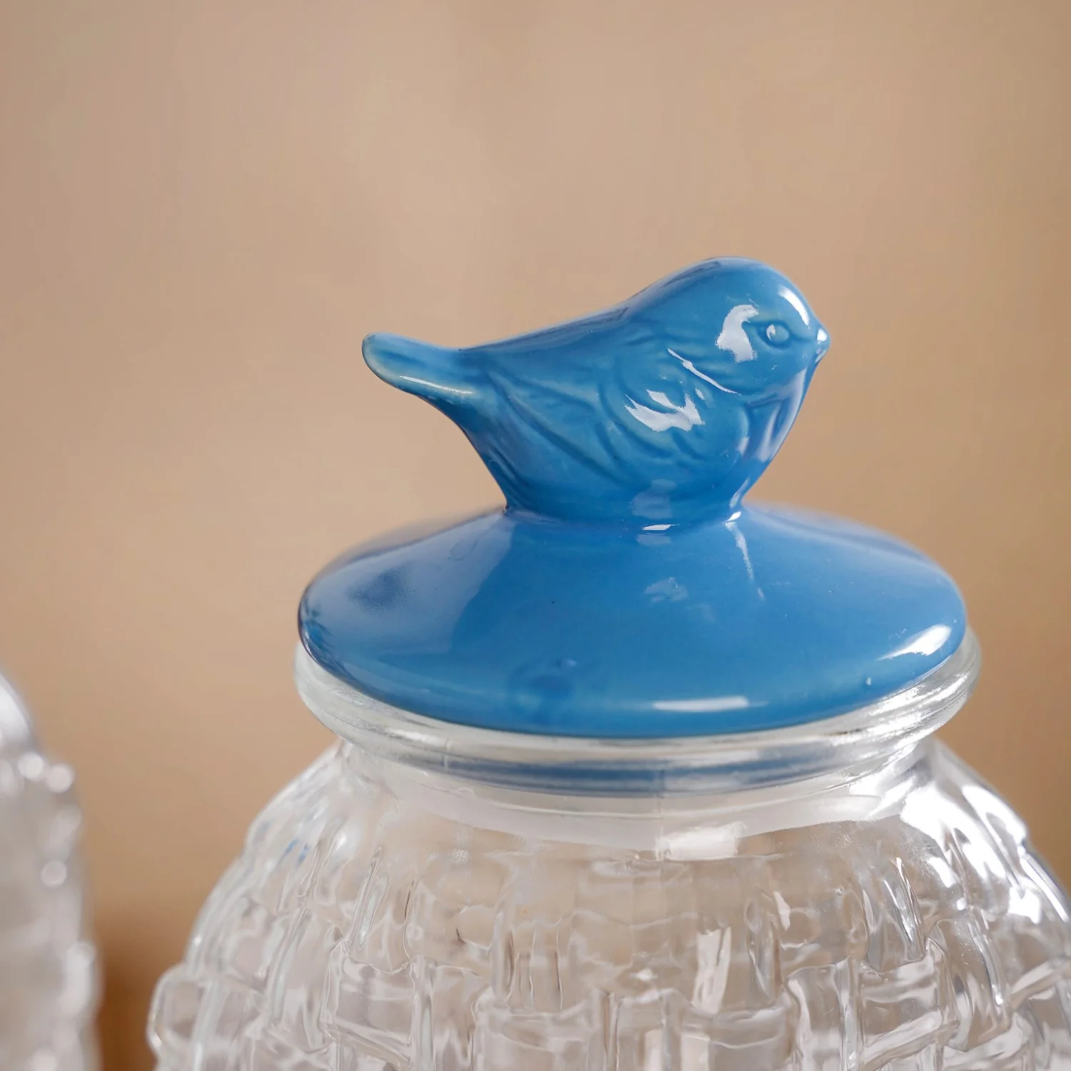 Lattice Glass Storage Container With Blue Bird Lid Set Of 2 2000ml - Image 6