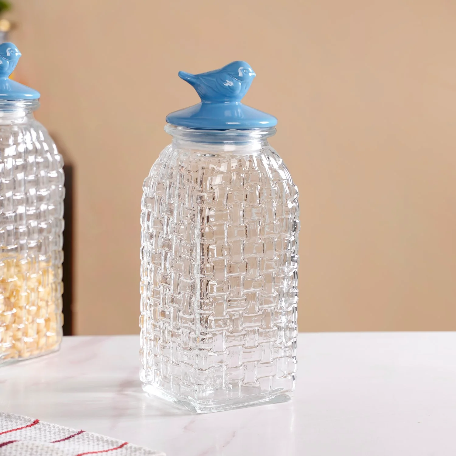 Lattice Glass Storage Container With Blue Bird Lid Set Of 2 2000ml - Image 9