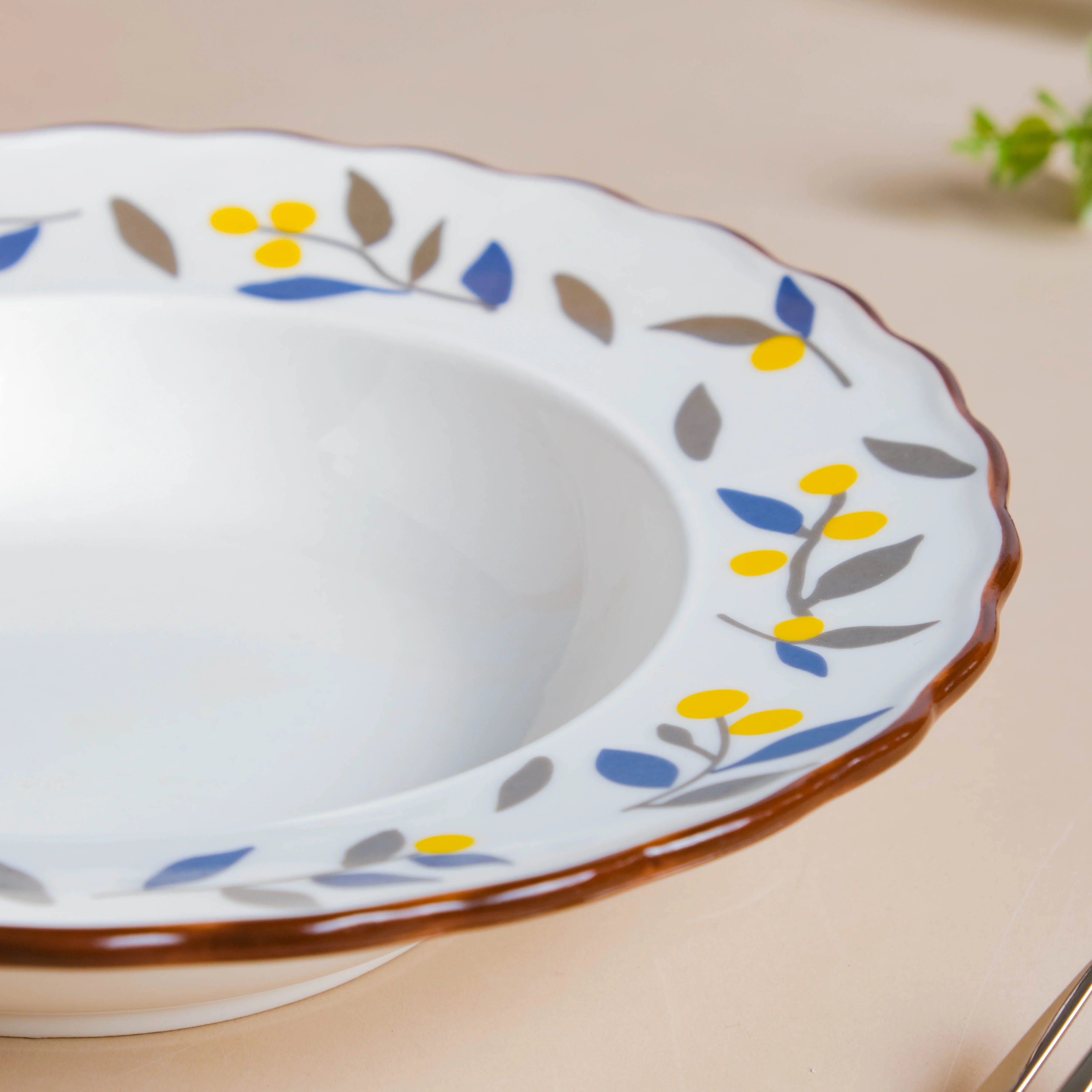 Laurel Blue and Poppy Yellow Pasta Plate - Image 6