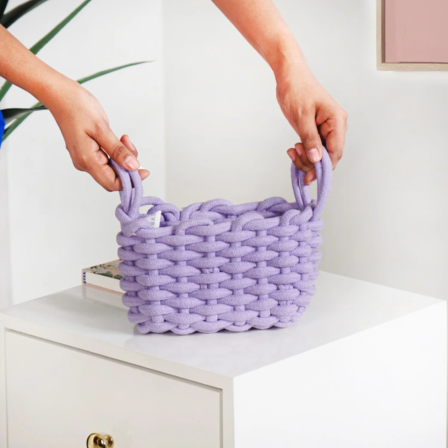 Lavender Rope Style Small Basket 21cm - Image 2