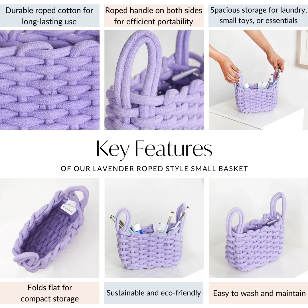Lavender Rope Style Small Basket 21cm - Image 5