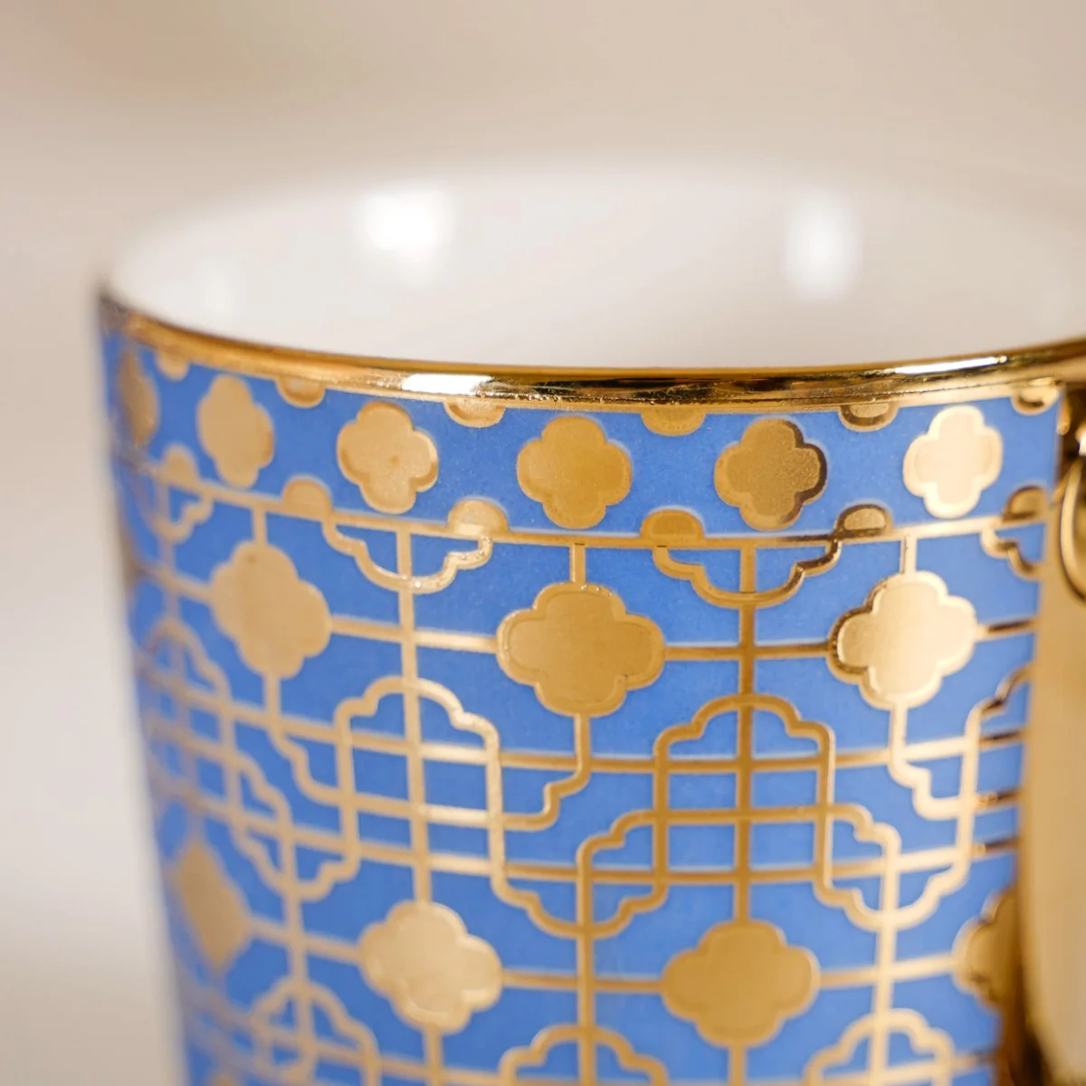Lavish Gold Teacup Set of 6 Blue 280ml - Image 8