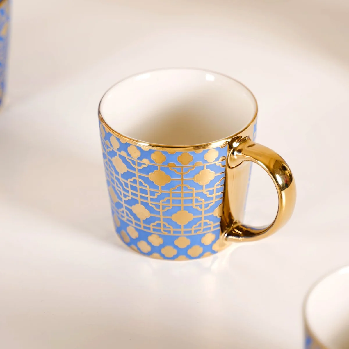 Lavish Gold Teacup Set of 6 Blue 280ml - Image 9