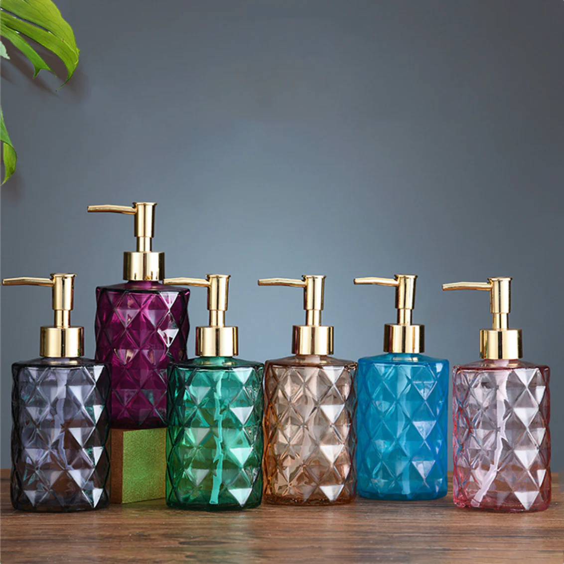 Lea Green Textured Glass Dispenser With Nozzle - Image 11