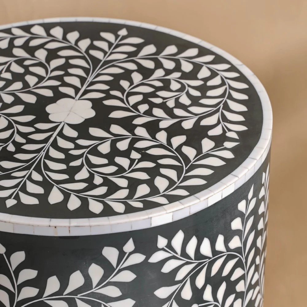 Leaf Inlay Design Side Table - Image 5