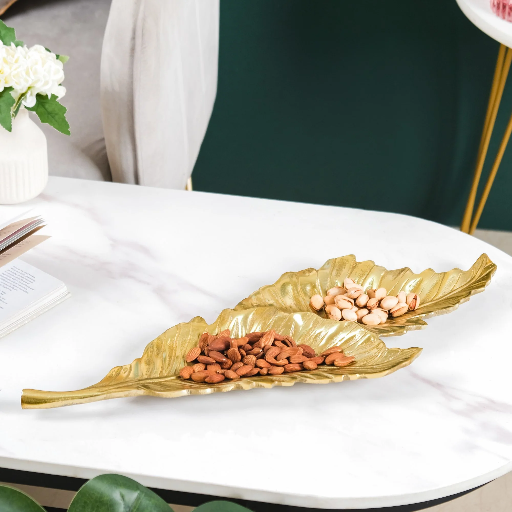 Leaf Platter For Table Decor Gold 20 Inch - Image 8