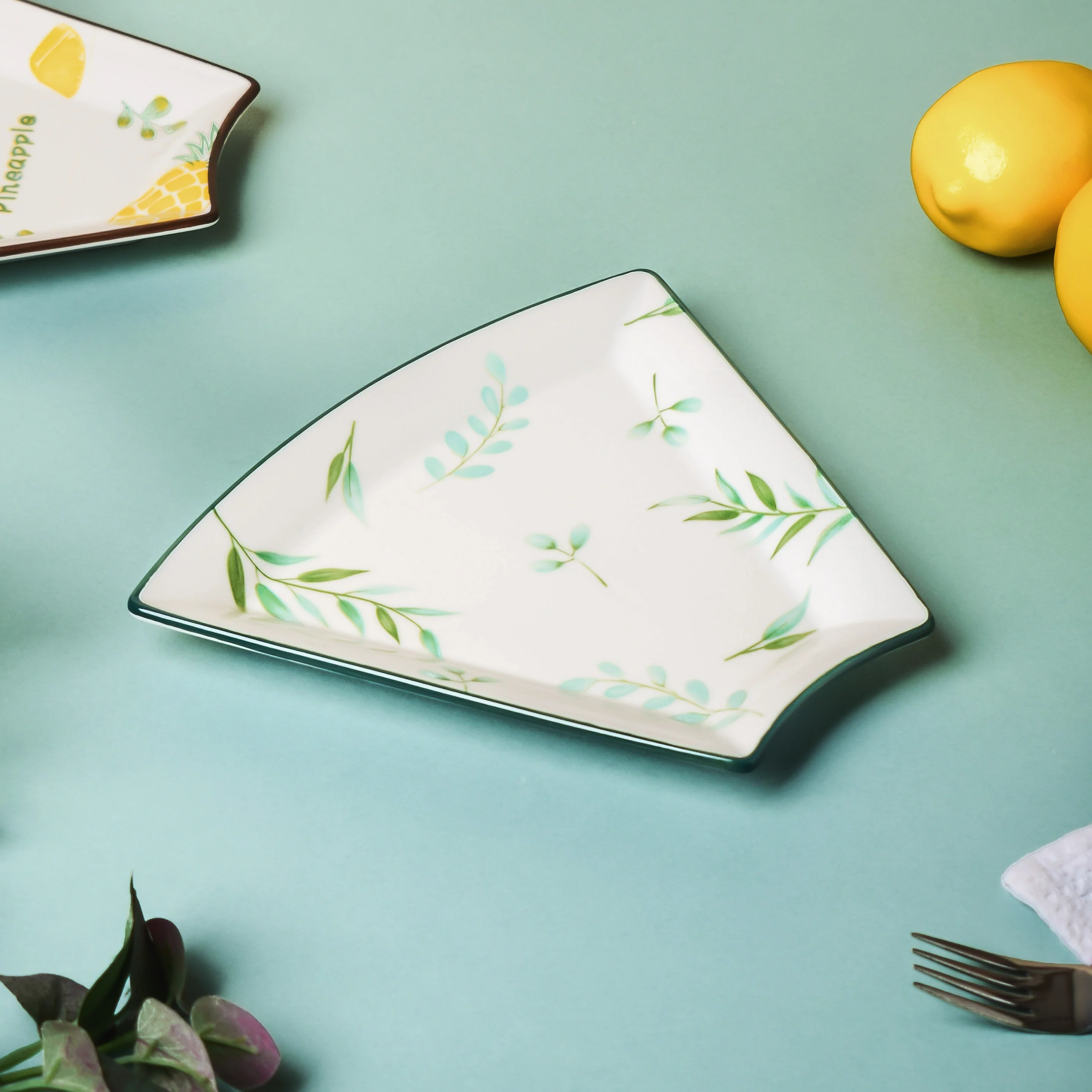 Leafy Ceramic Snack Plate 8 Inch - Image 2