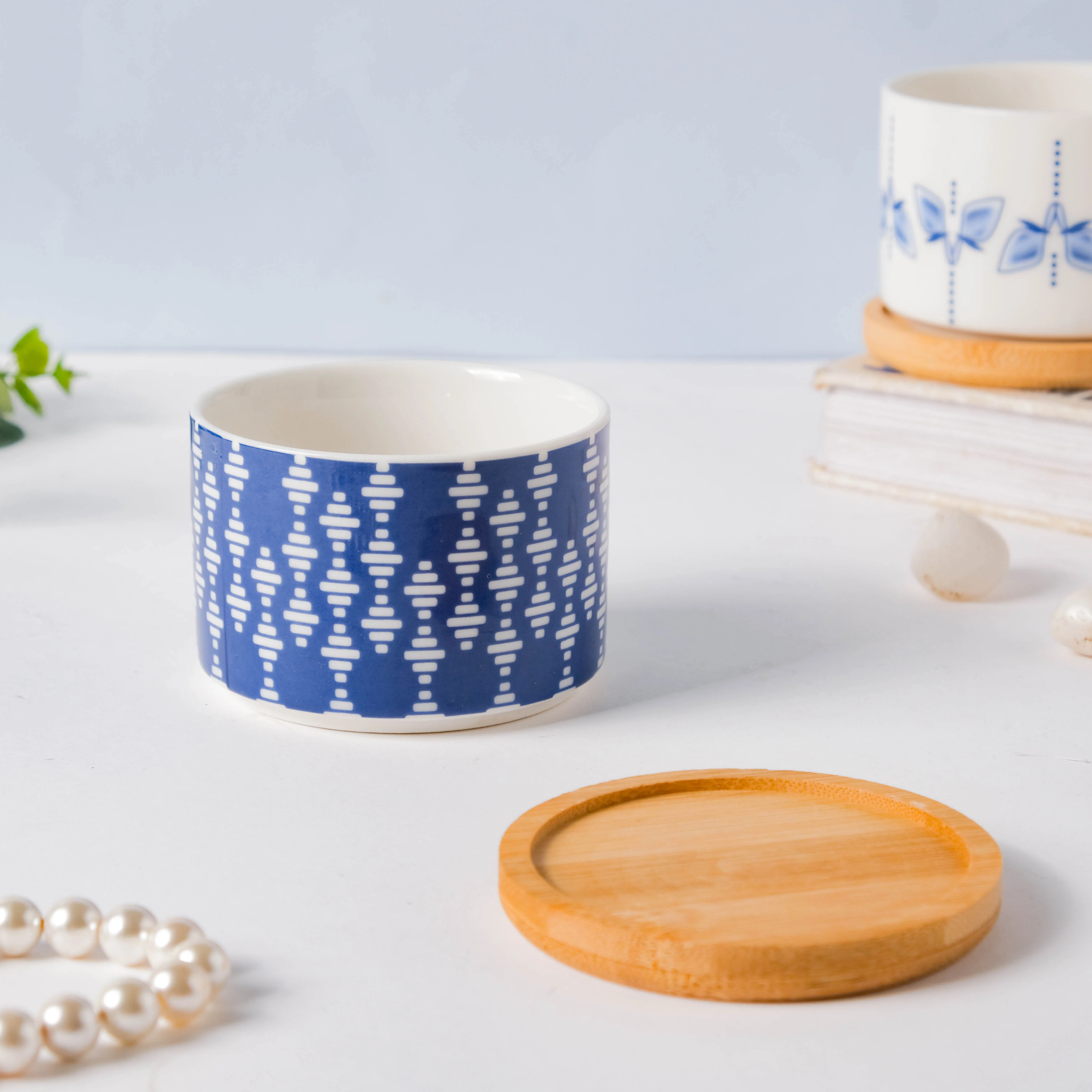 Leafy Landscape Ceramic Planter Set With Coaster Set Of 8 - Image 15