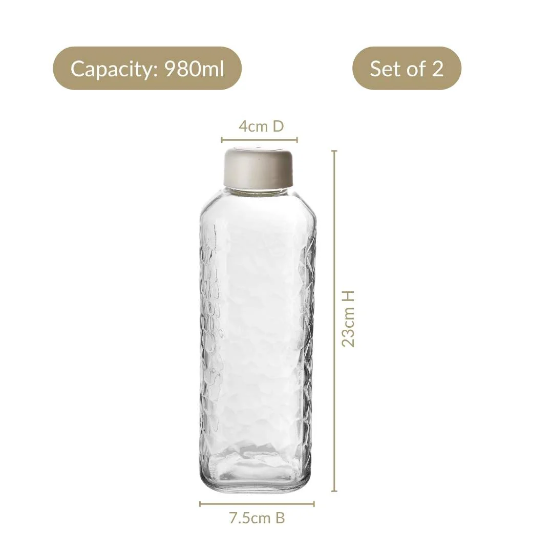 Leakproof Glass Bottle Set Of 2 980ml - Image 4