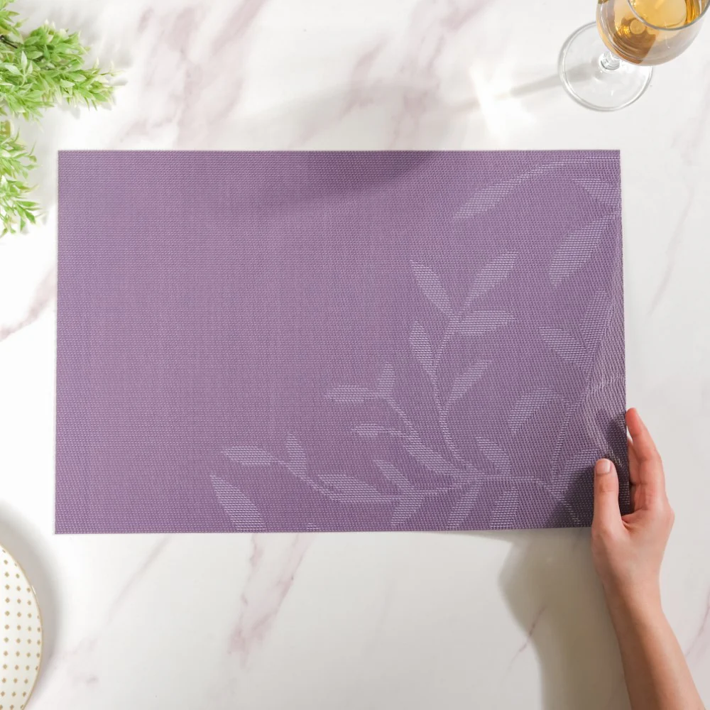 Leaves Reversible Table Mat Set Of 6 Purple 17x11 Inch - Image 3