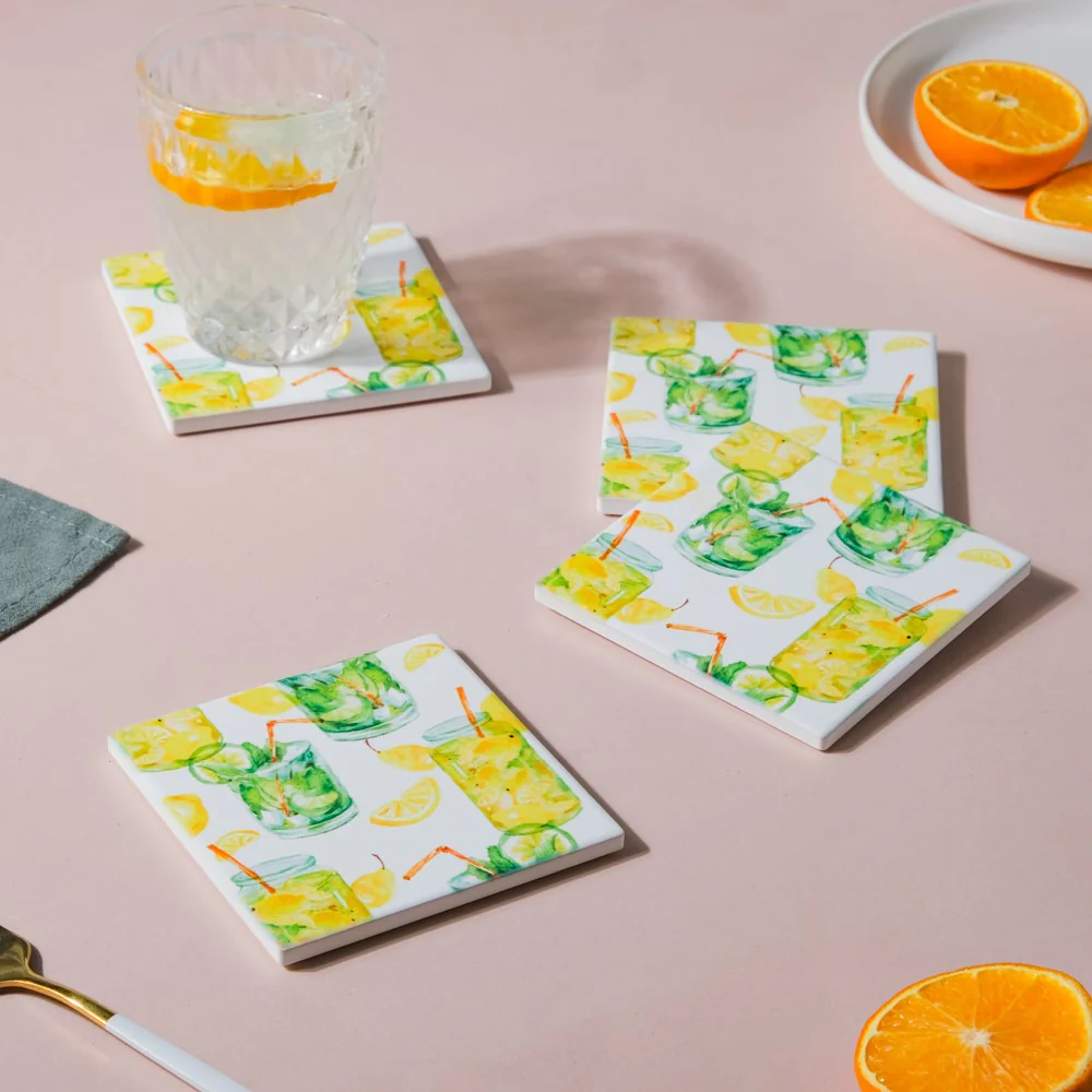 Lemonade Matte Ceramic Coaster Set Of 4 - Image 2