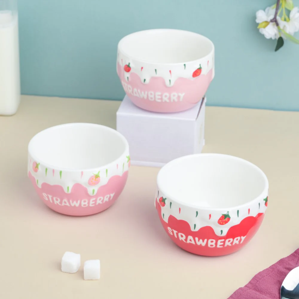 Light Pink Strawberry Side Bowl 400 ml - Image 7