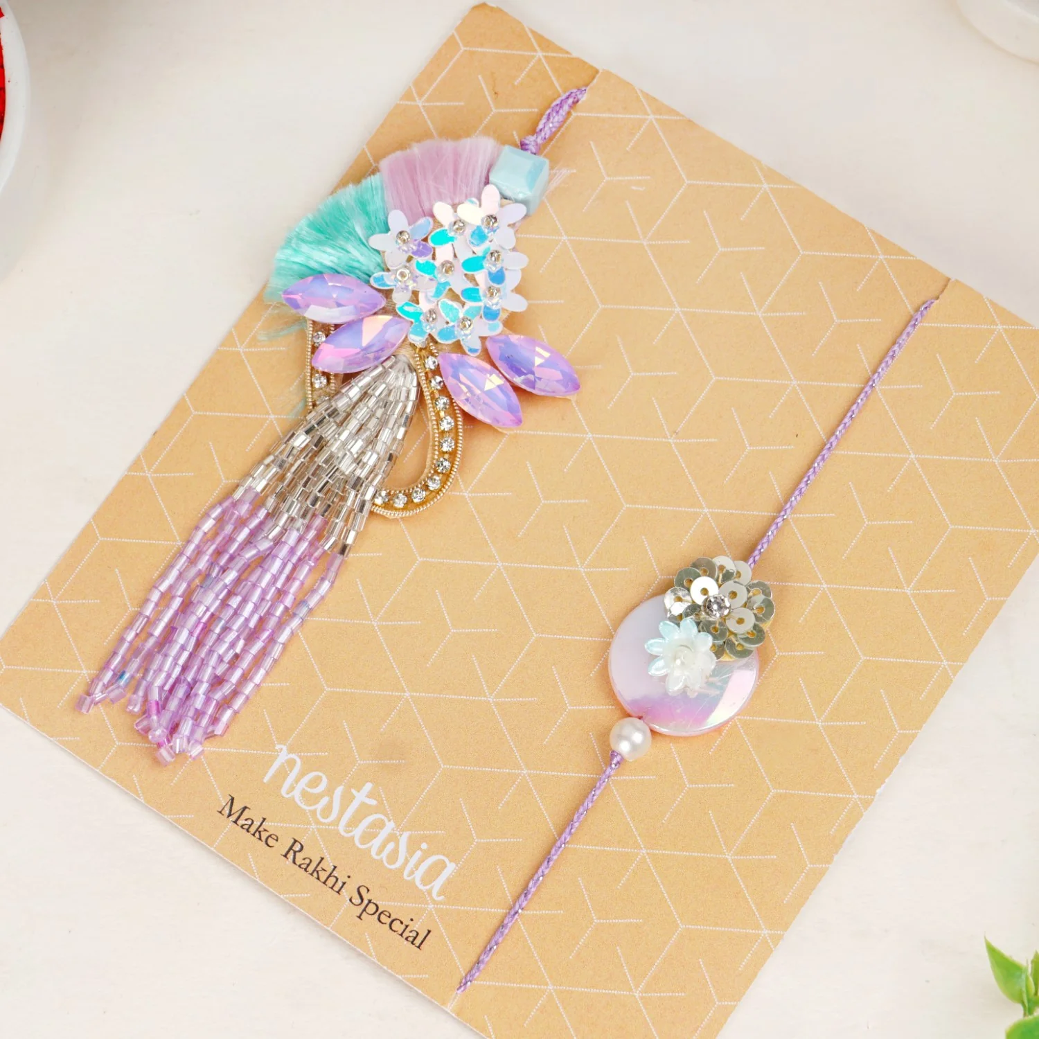 Lilac Bloom Rakhi Lumba Set - Image 3