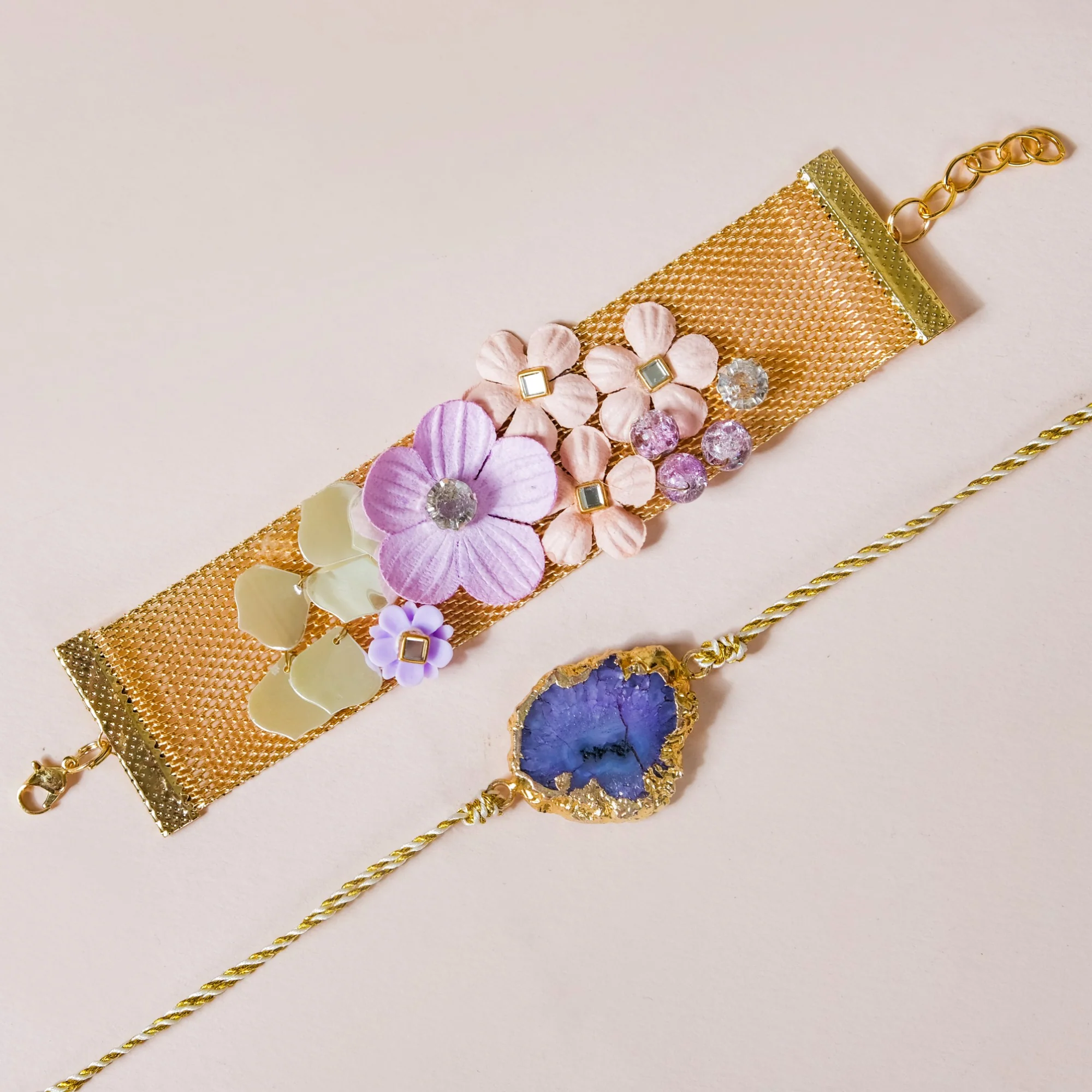 Lilac Flowers And Agate Raksha Bandhan Gift Set Of 3 - Image 4