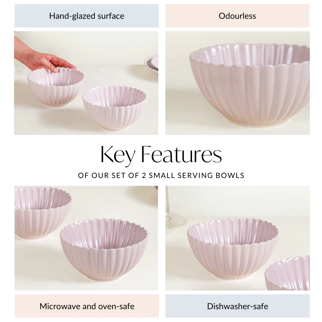 Lilac Scallop Serving Bowls Set Of 2 Small 800ml - Image 5