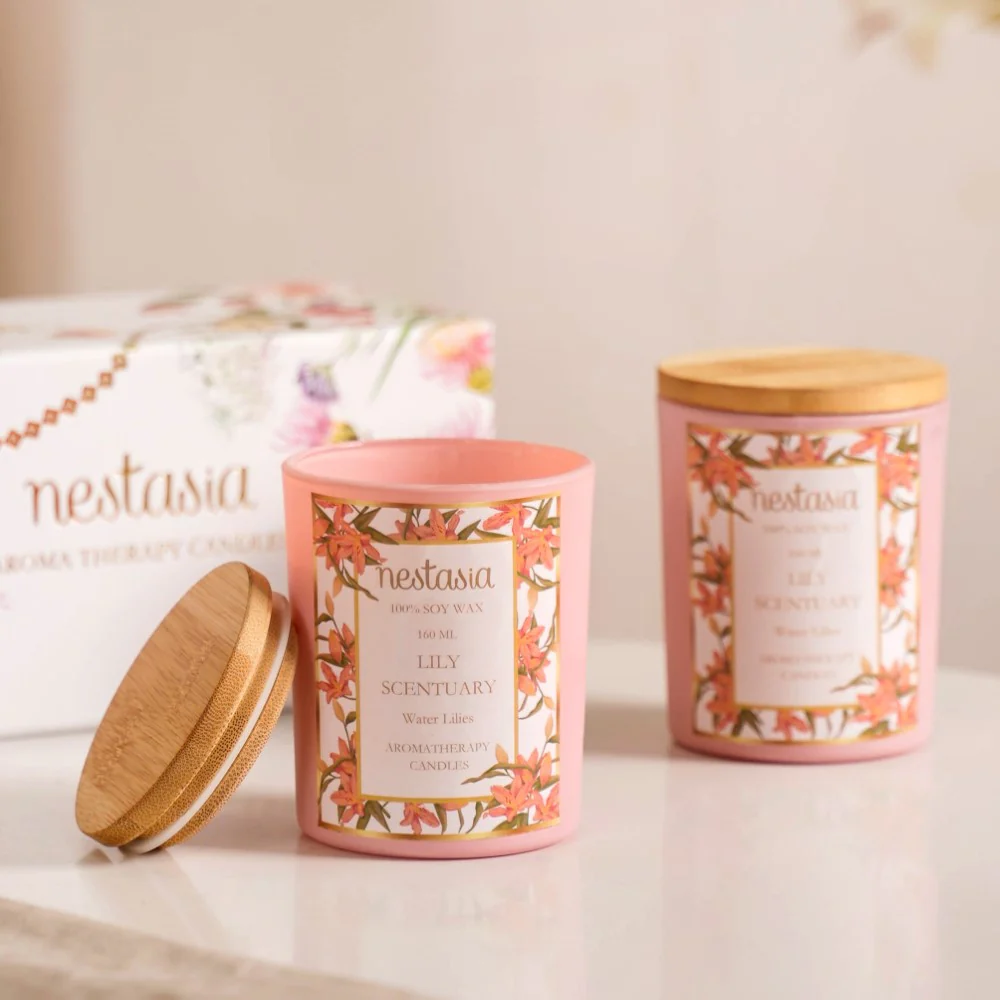 Lily Scented Candle Jar With Lid Set Of 2 - Image 3
