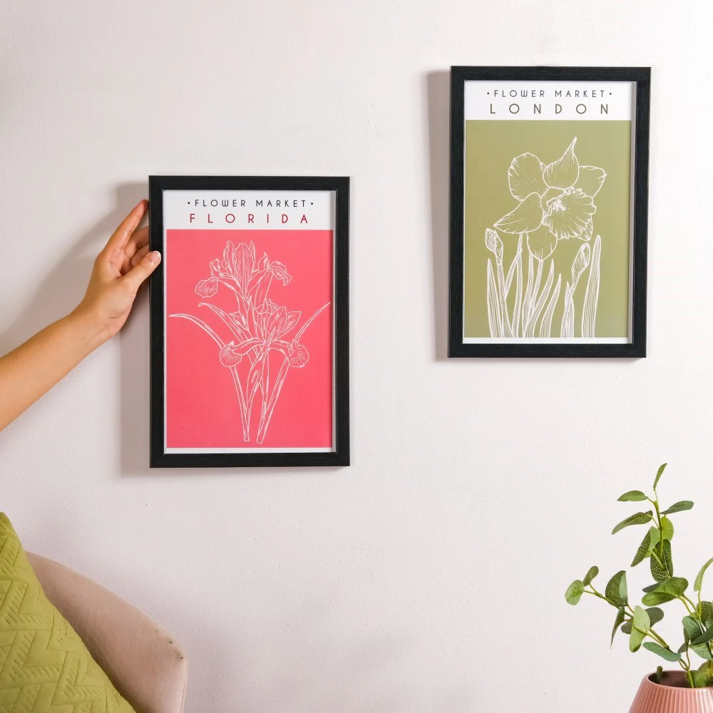Line Art Flower Framed Poster Set Of 2 13x9 Inch - Image 2