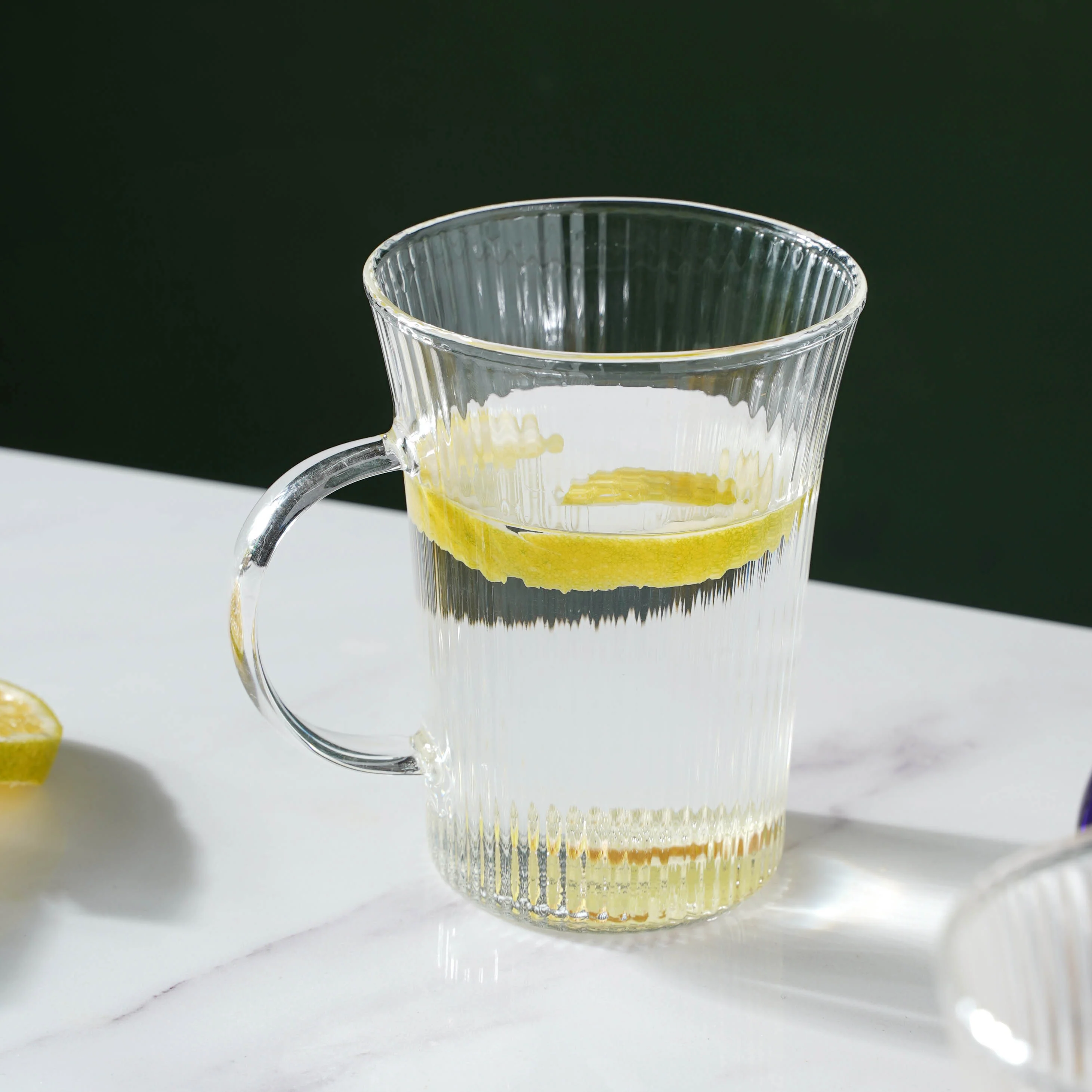 Lined Glass Tea Cup Set Of 2 - Image 10