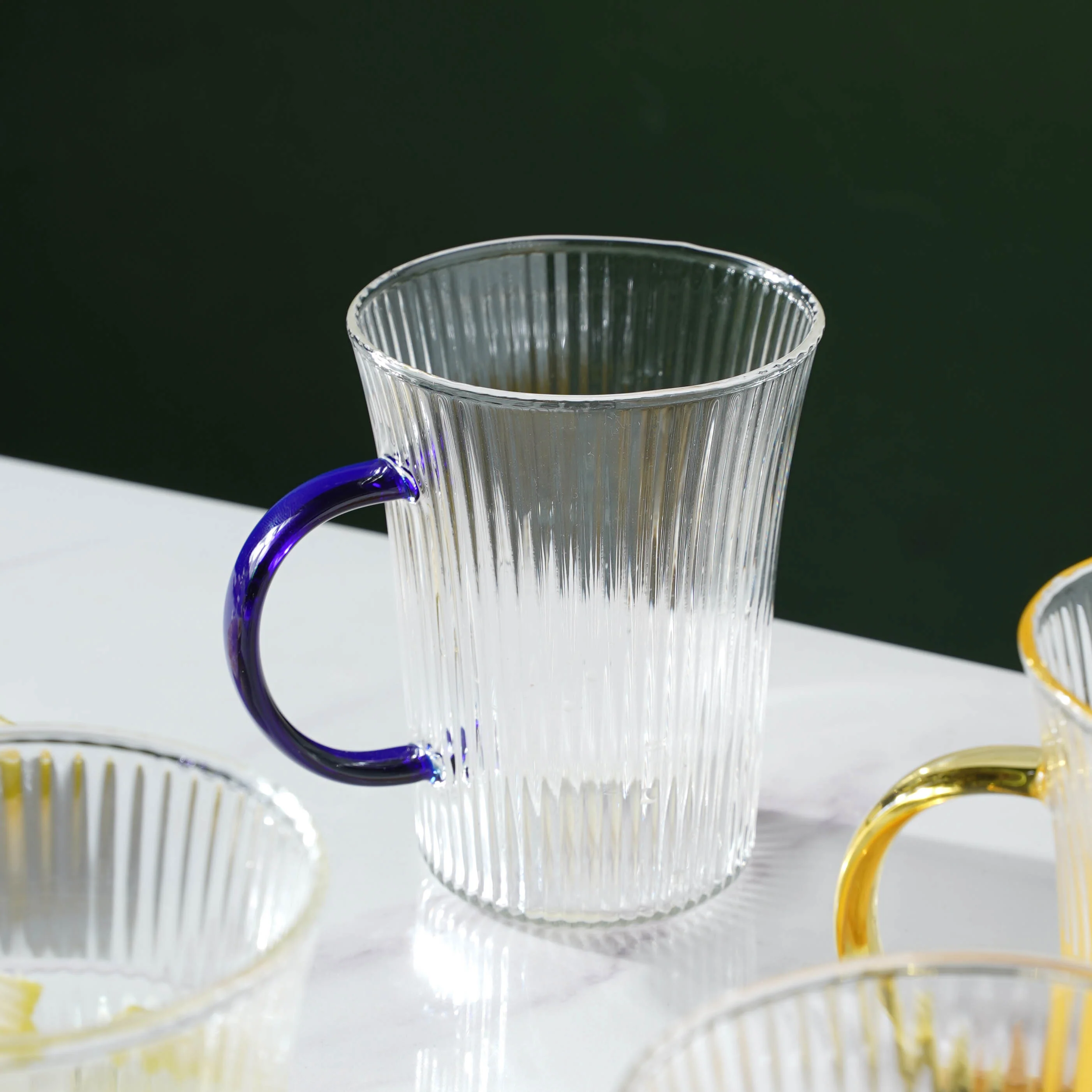 Lined Glass Tea Cup Set Of 2 - Image 12