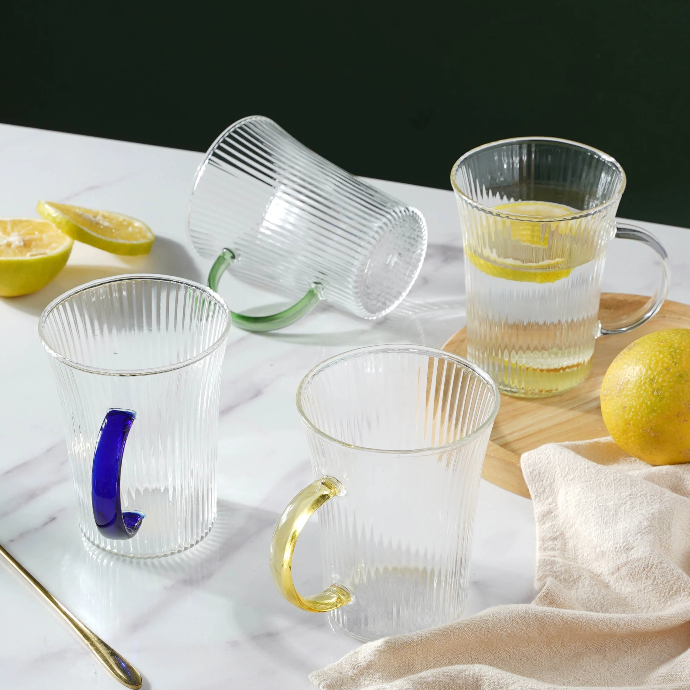 Lined Glass Tea Cup Set Of 2 - Image 7