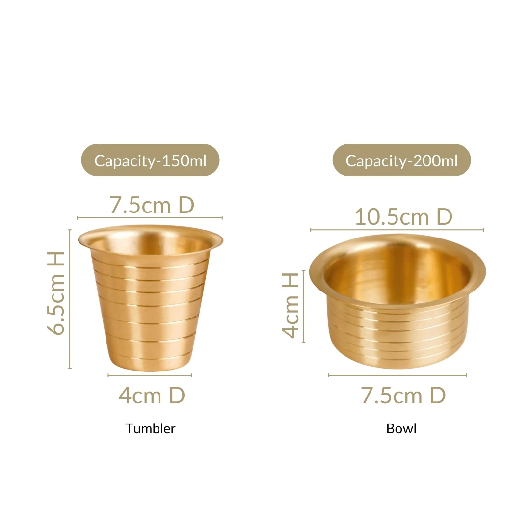 Lined Pure Brass Filter Coffee Dabara Set For 2 With Gift Box - Image 5