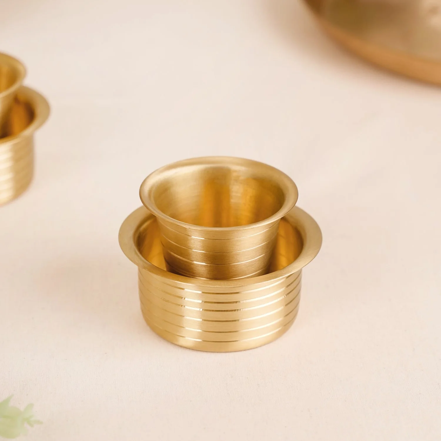 Lined Pure Brass Filter Coffee Dabara Set For 2 With Gift Box - Image 9