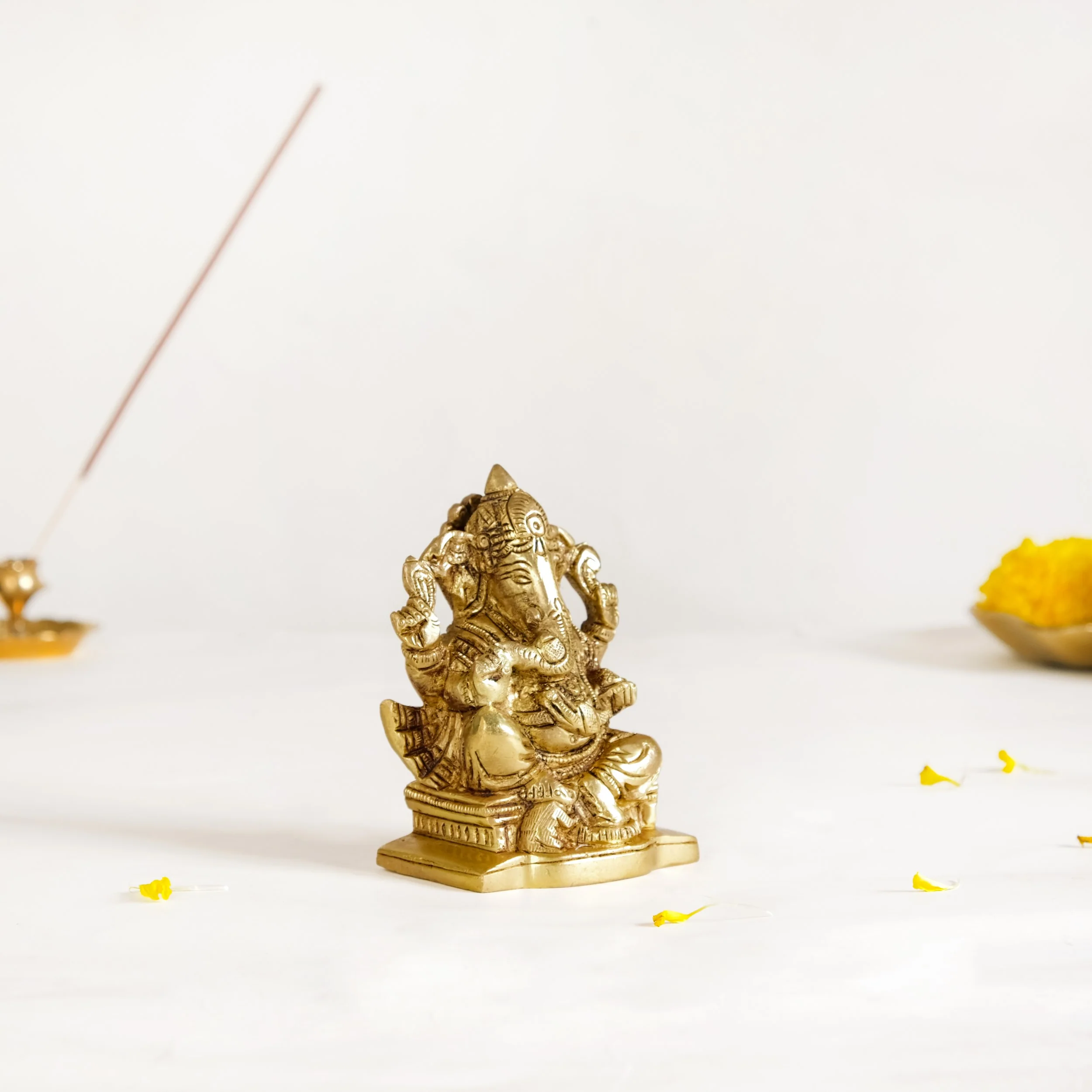 Lord Ganesh Pure Brass Statue For Puja Room 9cm - Image 6