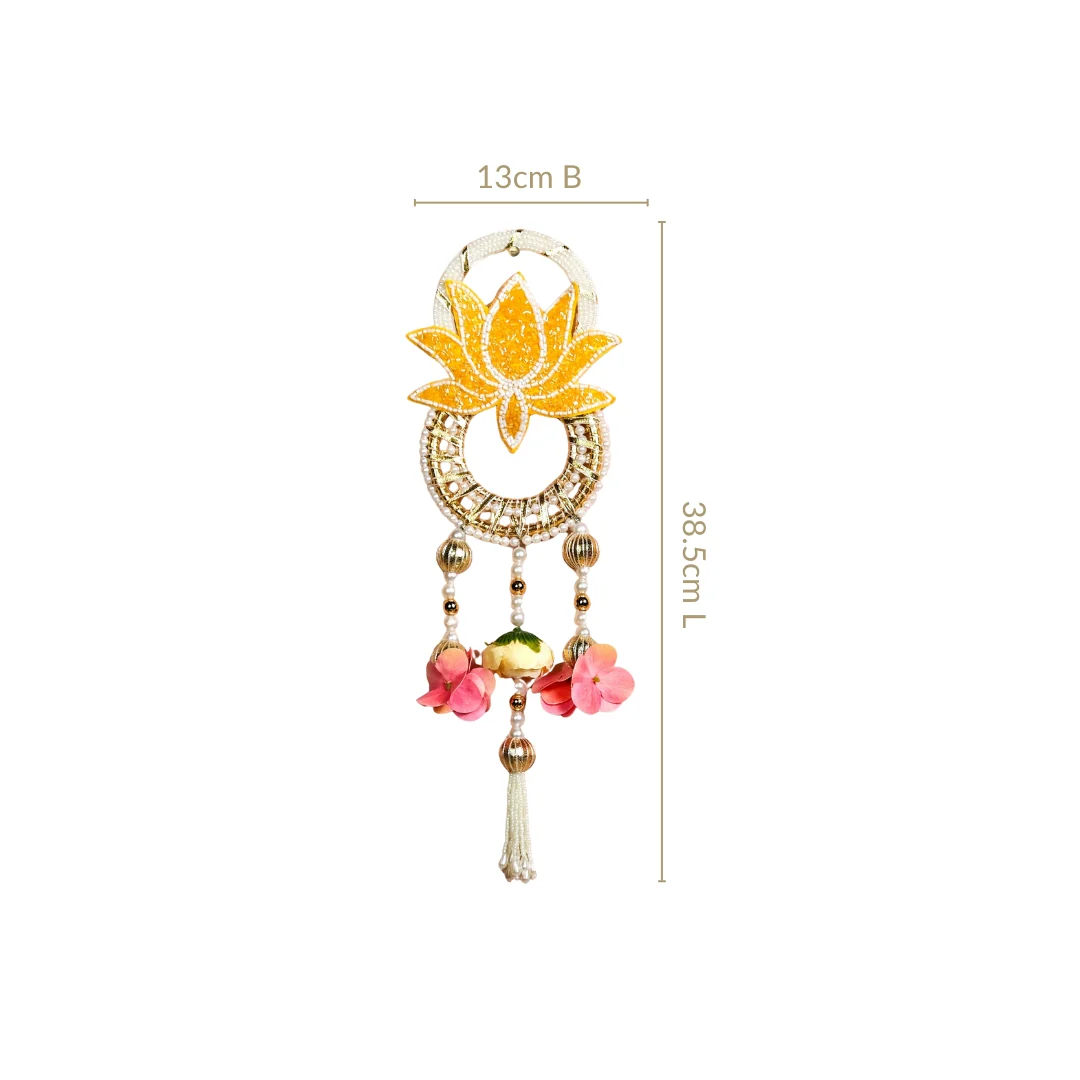 Lotus Charm Wall Hanging Set Of 2 In Yellow - Image 4