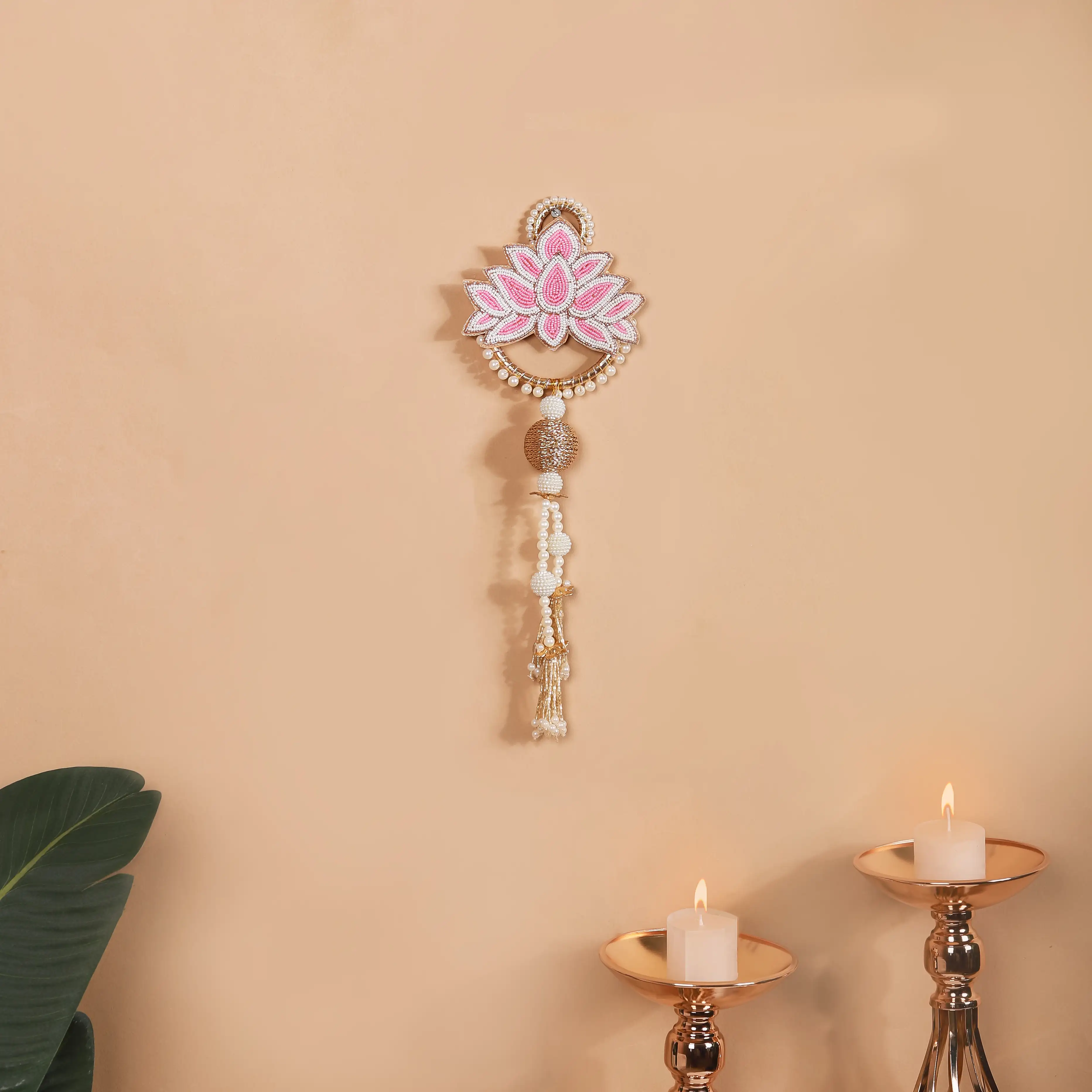 Lotus Door Hanging Set of 2 Pink & White - Image 3