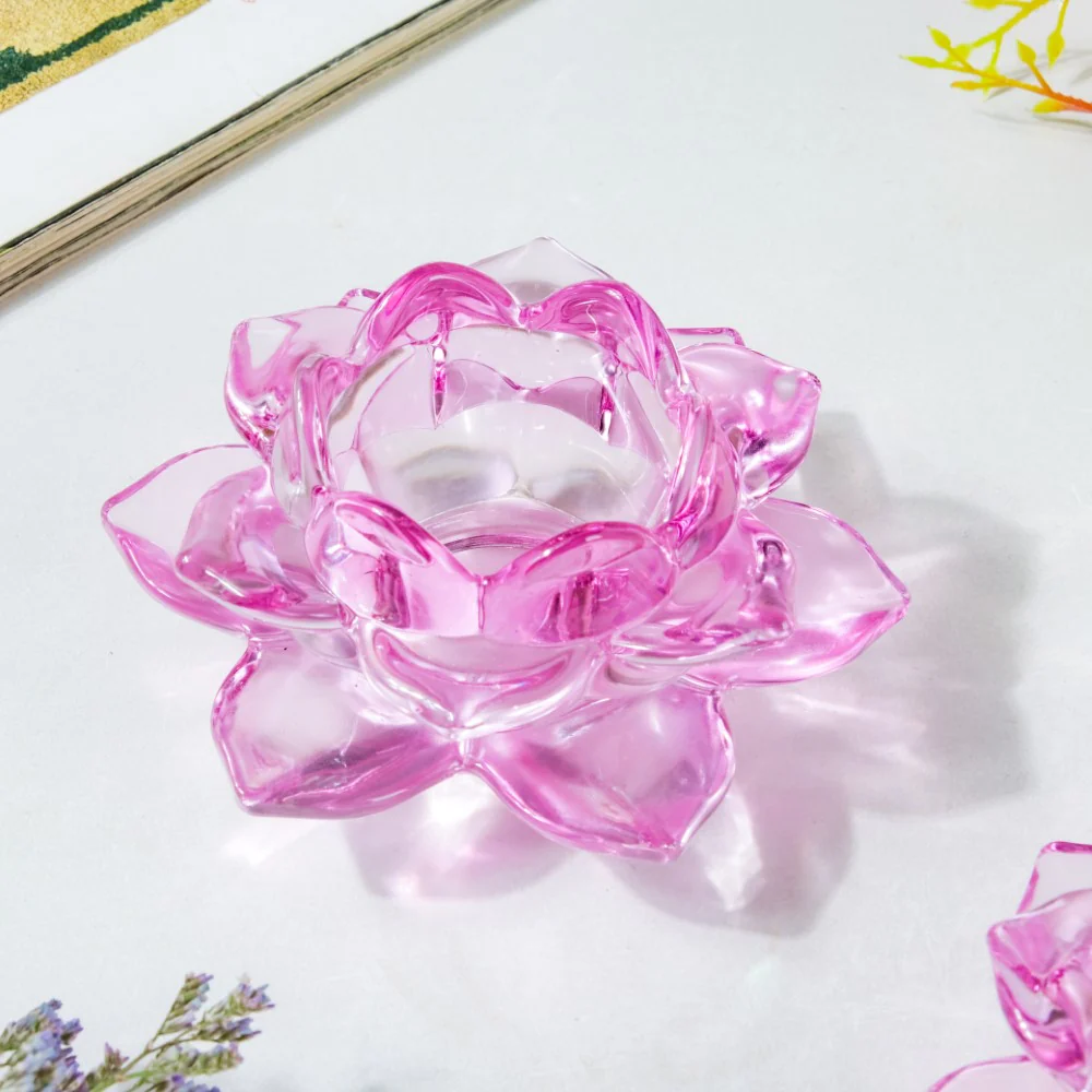 Lotus Glass Tea Light Holder Purple Set of 6 - Image 6