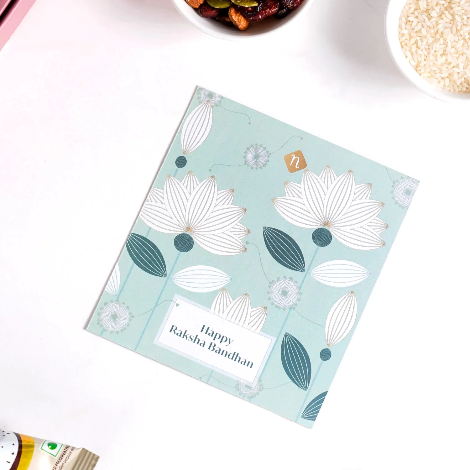 Lotus Rakhi Gift Set Of 4 With Box And Card - Image 4