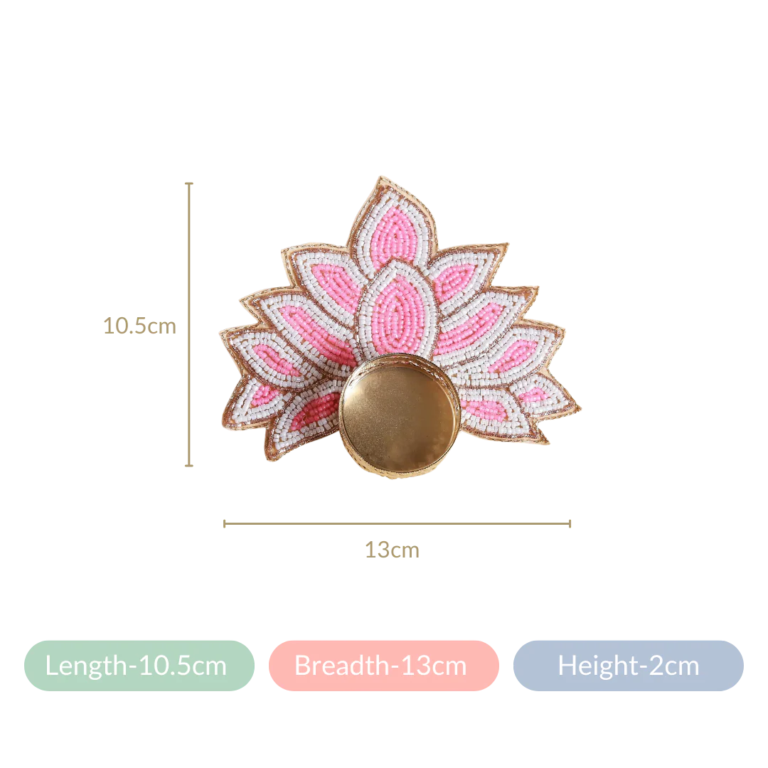 Lotus Tealight Holder Set of 4 Pink - Image 4