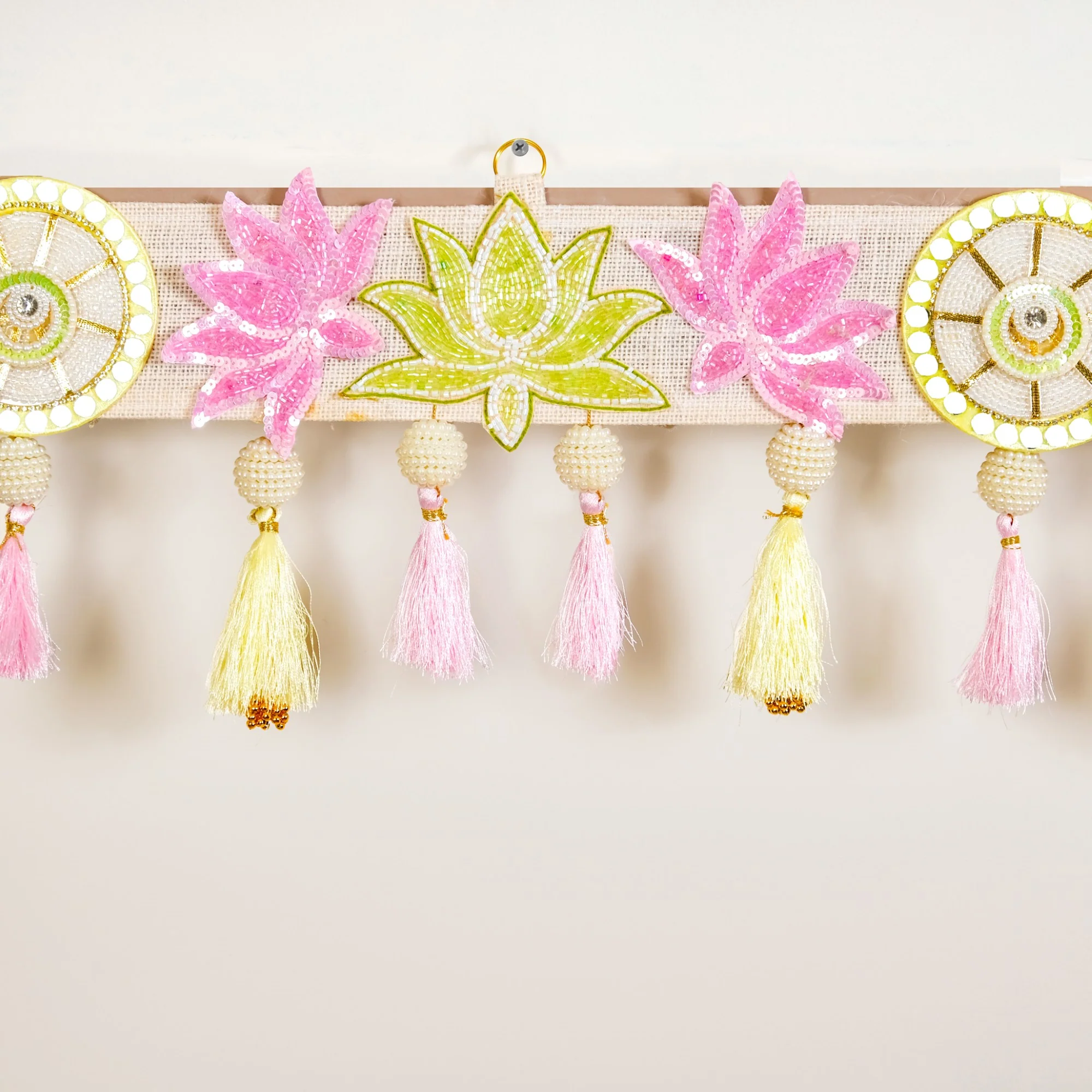 Lotus Threadwork Toran With Beads And Tassels - Image 7