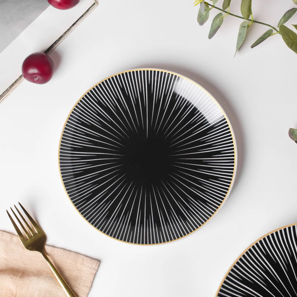 Lunaria Ceramic Snack Plate Black 8 Inch - Image 4
