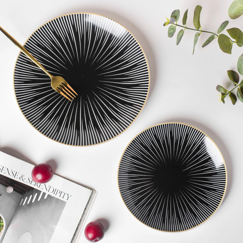 Lunaria Ceramic Snack Plate Black 8 Inch - Image 6