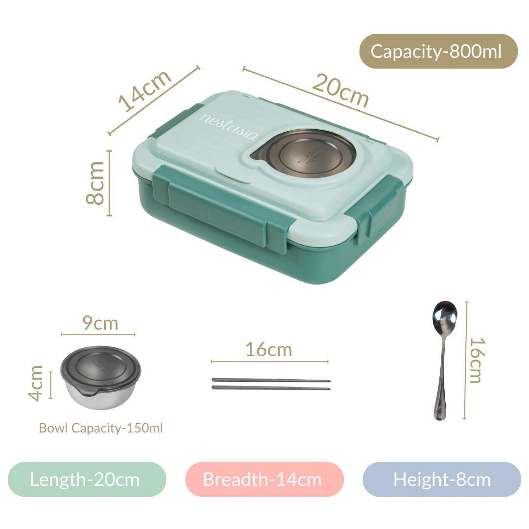 Lunch Box With 2 Sections Green 800ml - Image 32