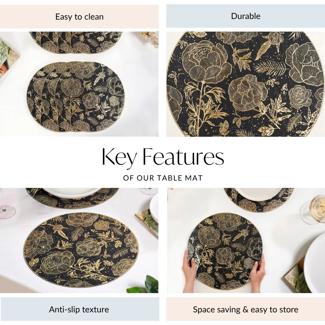 Luxe Black And Gold Placemats Set Of 6 - Image 5