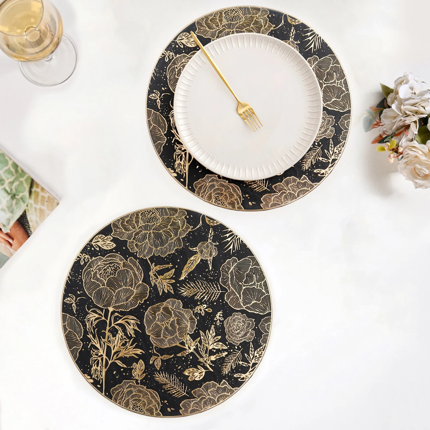 Luxe Black And Gold Placemats Set Of 6 - Image 8