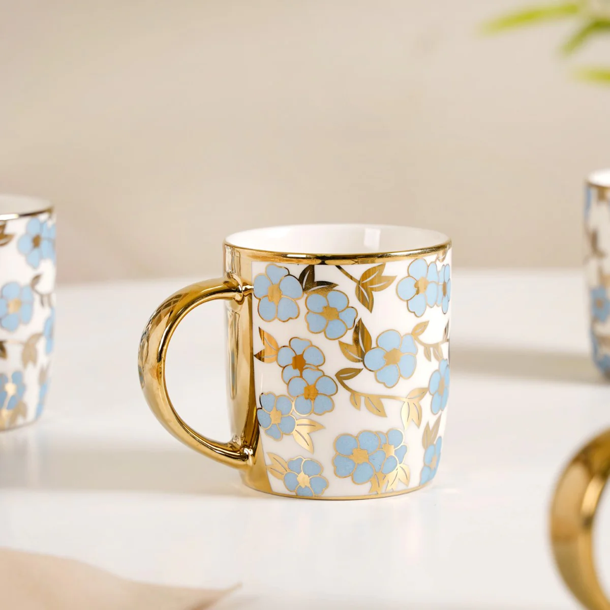 Luxe Ceramic Cup With Flower Design Set of 6 330ml - Image 8